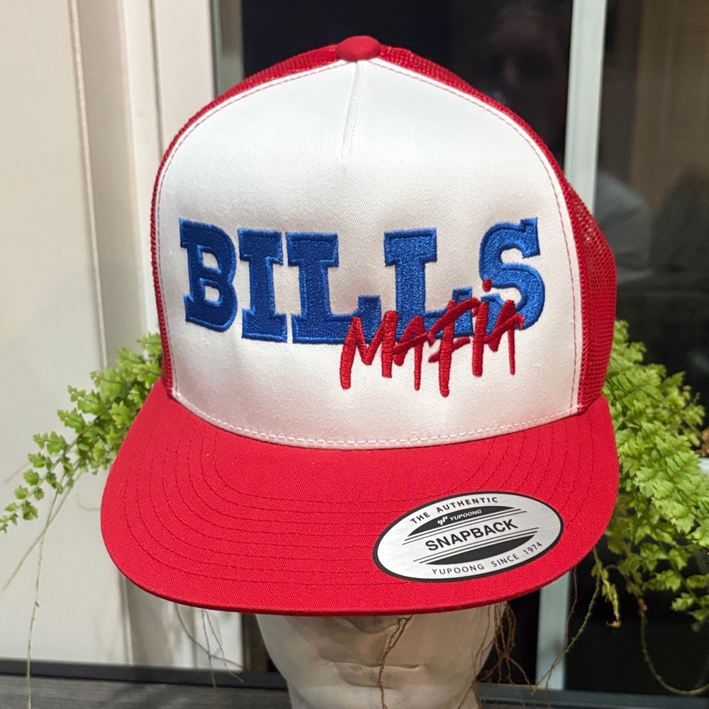 Red and White Bills Mafia Snapback Hat
